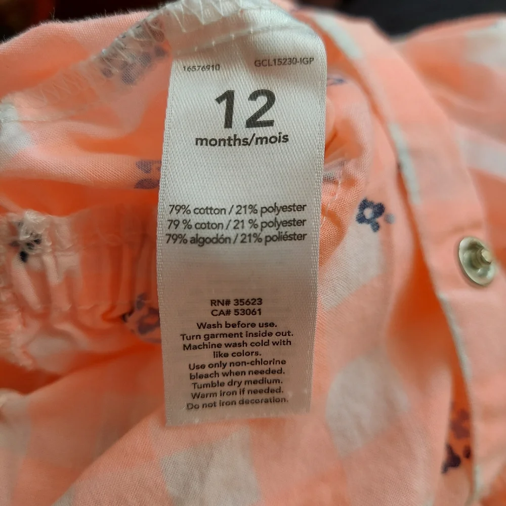 🎁 10/$25-Carter's  romper 12 months _ plaid and floral